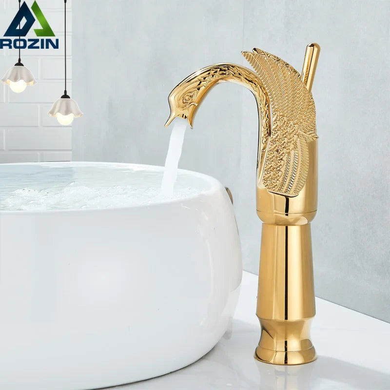 Afralia™ Swan Basin Mixer Tap Chrome Single Handle Cold Hot Water Faucet