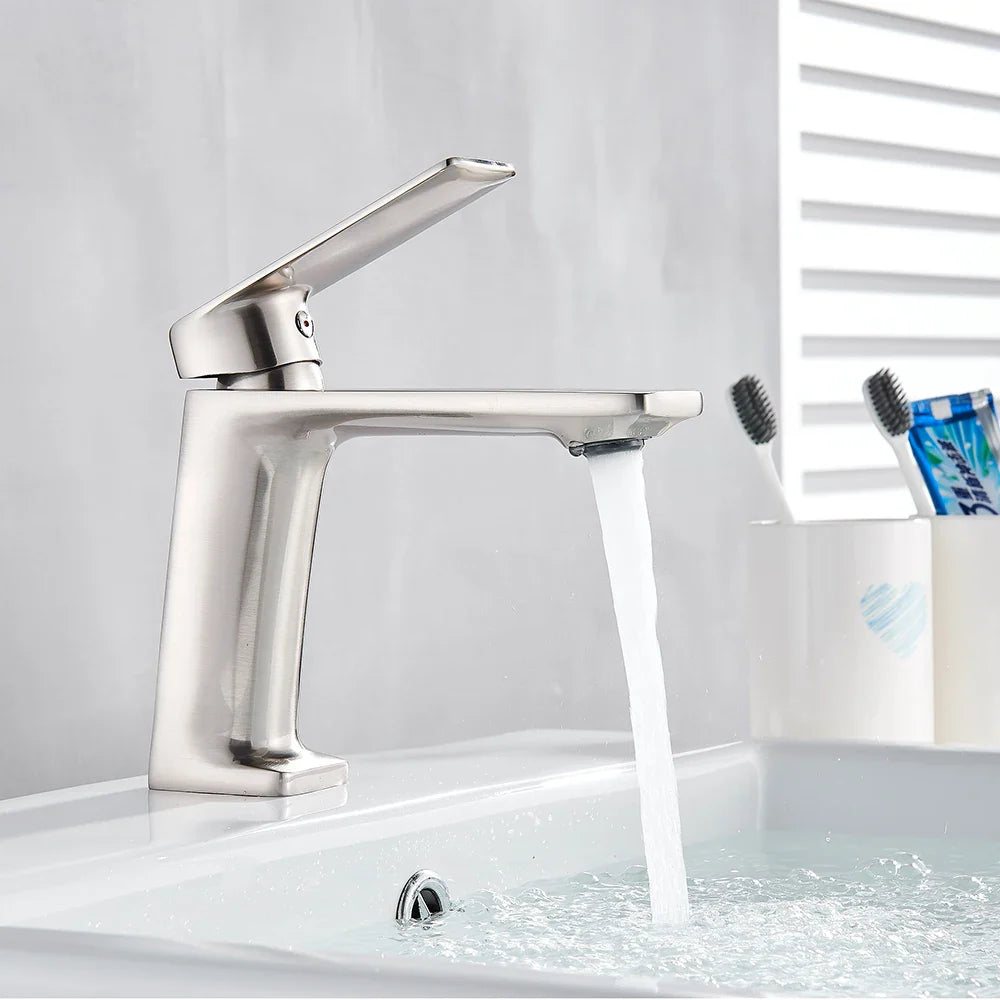 Afralia™ Matte Black Bathroom Basin Faucet Deck Mounted Brass Mixer Tap