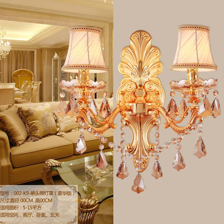 Afralia™ Gold Crystal Wall Light Indoor Lamp - Elegant Alloy Crystal Candle Design