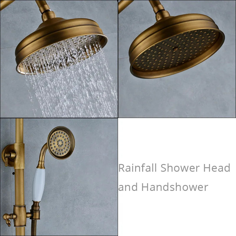 Afralia™ Brass Rainfall Shower Faucet Set with Handshower
