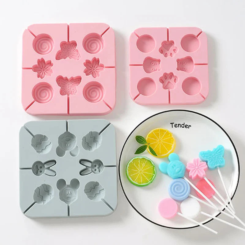 Afralia™ Silicone Lollipop Mold for DIY Candy Decor with Cute Patterns