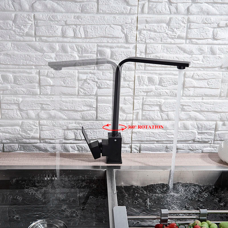 Afralia™ Kitchen Faucet: Brushed Gold/Nickle/Black Hot Cold Mixer Crane Water Tap