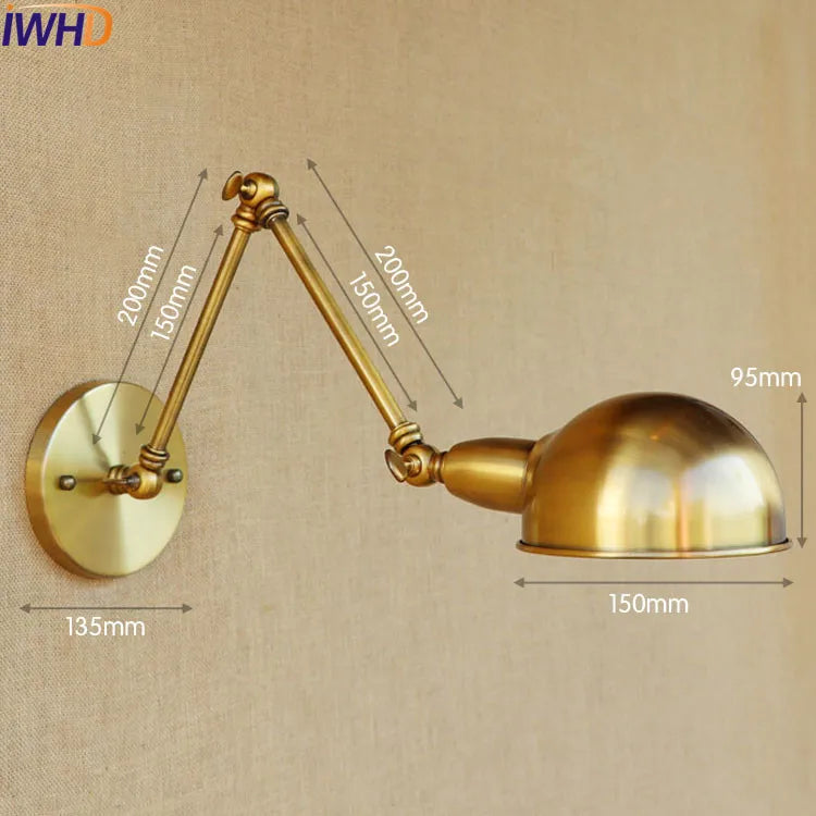 Afralia™ Silver Retro Vintage Swing Long Arm Wall Light LED Sconce Industrial Lighting