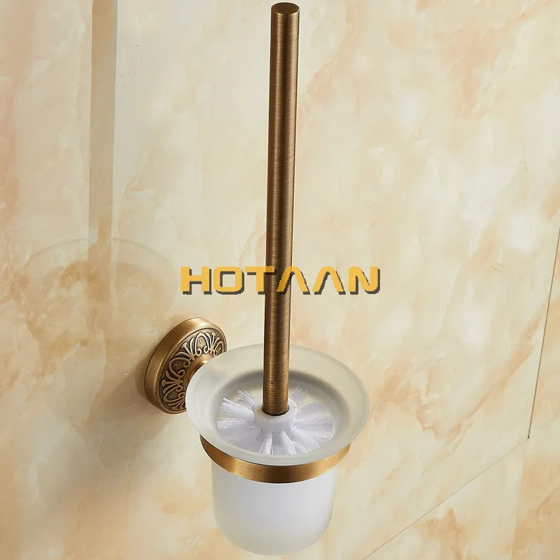 Afralia™ Wall Mounted Brass Toilet Brush Holder for Bathroom Accessories