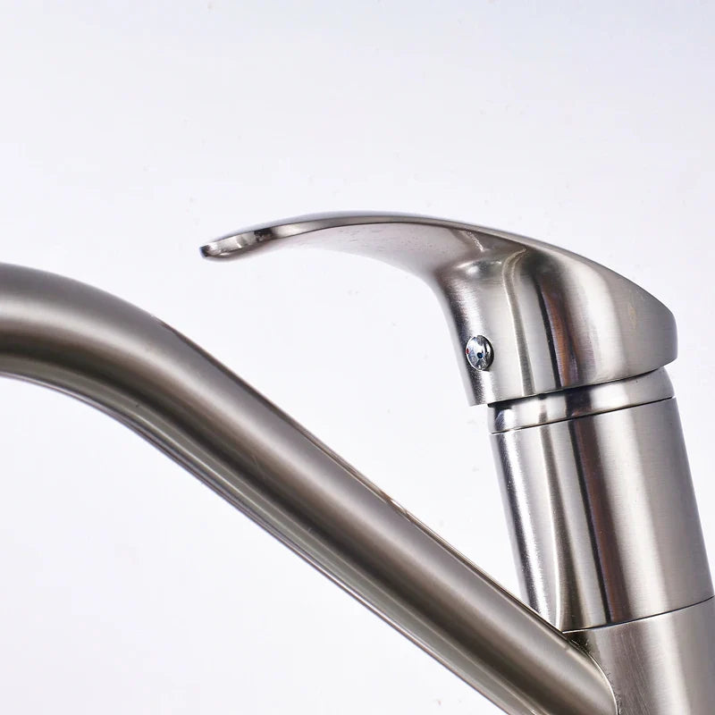 Afralia™ Brushed Nickel Kitchen Sink Faucet with Water Purification: 360° Rotation Deck Mounted Mixer Tap