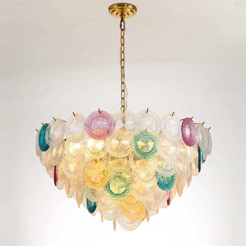 Afralia™ Iron Glass Colorized Chandelier for Foyer - Modern Suspension Lighting