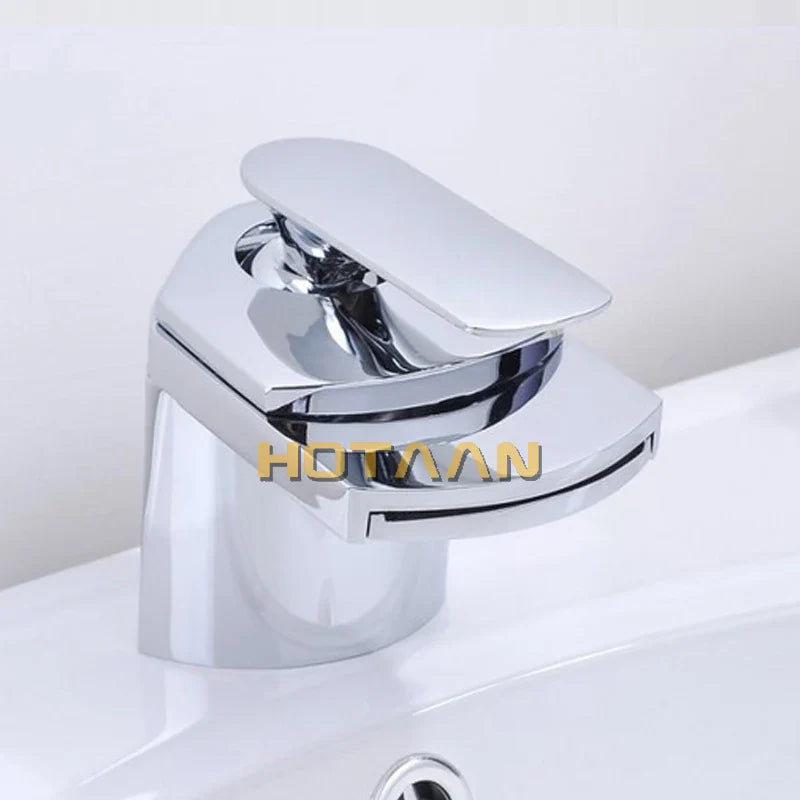Afralia™ Waterfall Brass Basin Faucet Mixer Tap, Single Handle Single Hole Torneira Sink Faucet