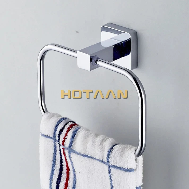 Afralia™ Stainless Steel Round Towel Ring: Wall-Mounted Towel Holder Rack Chrome