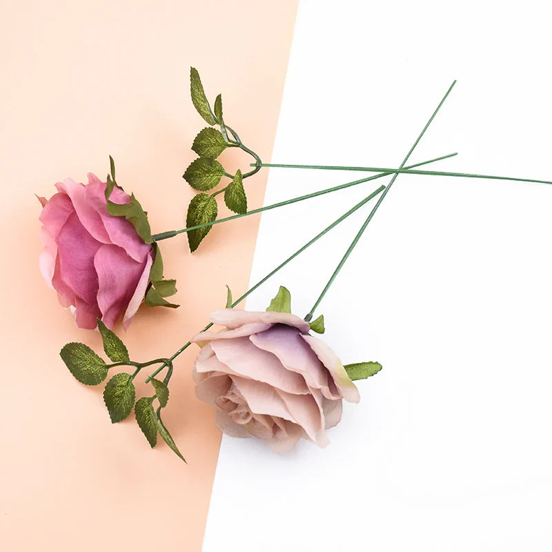 Afralia™ Silk Roses Fake Flowers DIY Decor Wedding Wreath Craft Gifts