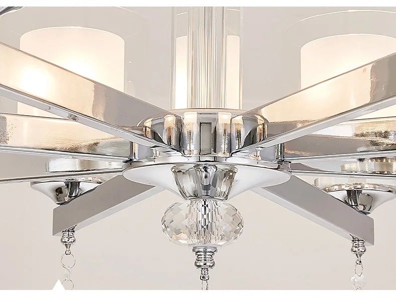 Afralia™ Chrome Crystal LED Chandelier with Double Glass Shades in Modern Design