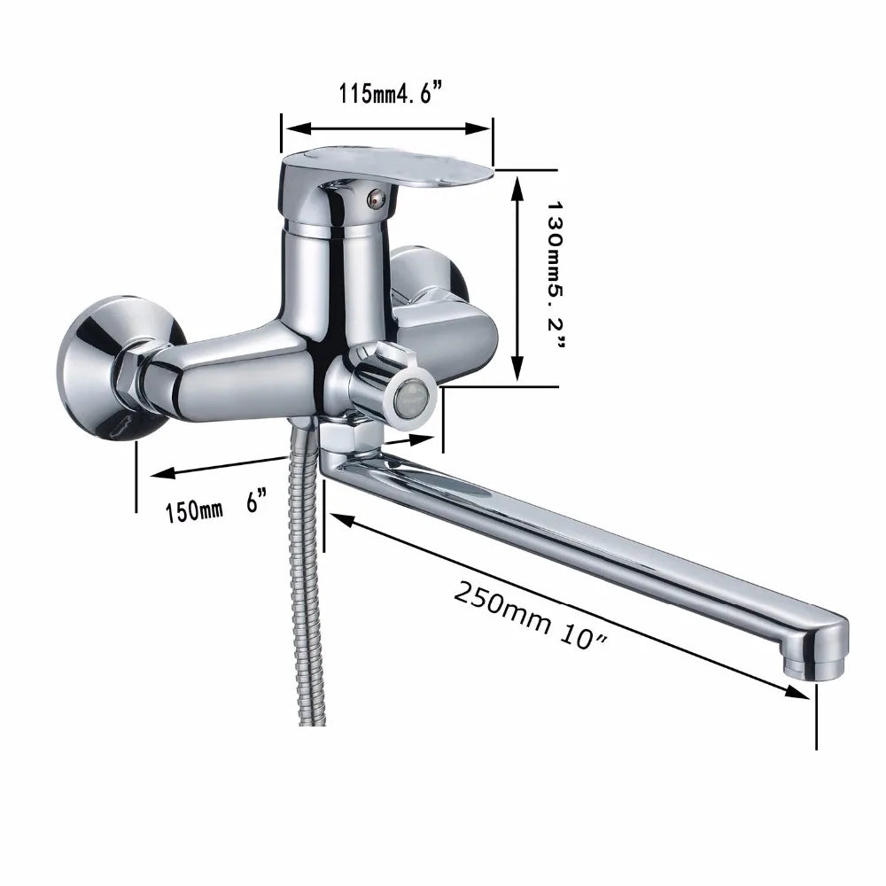 Afralia™ Stainless Steel Wall Mounted Bathtub Faucet with Hand Shower