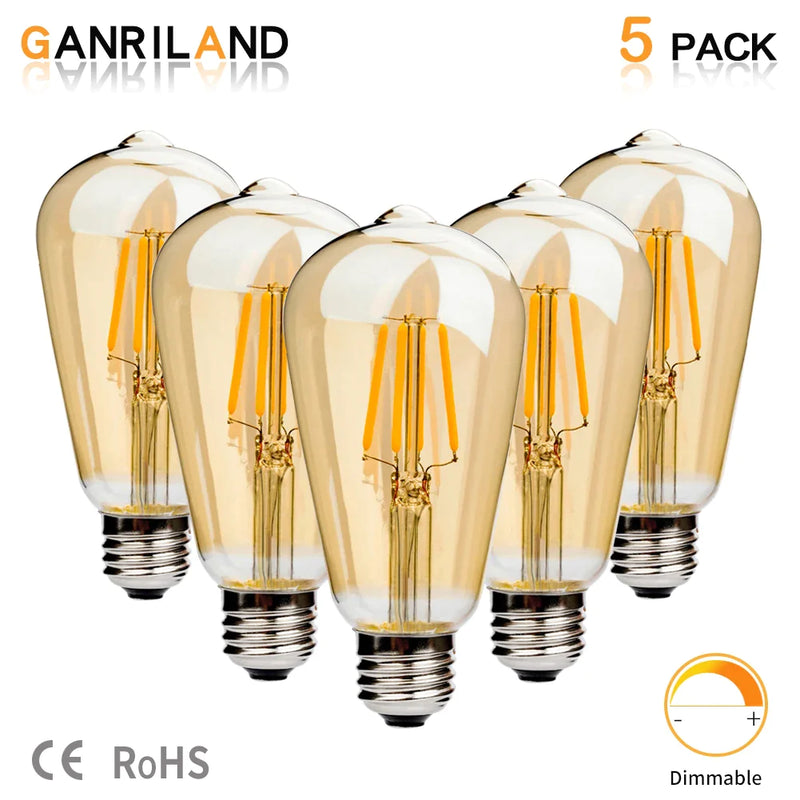 Afralia™ Vintage LED Filament Bulb 4W 6W ST64 Warm White Light 220V E26 Retro Edison