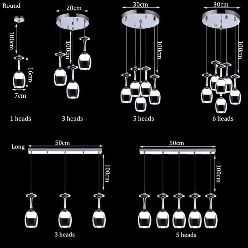 Afralia™ Modern Acrylic Wine Glass Pendant Light for Dining and Bar Area