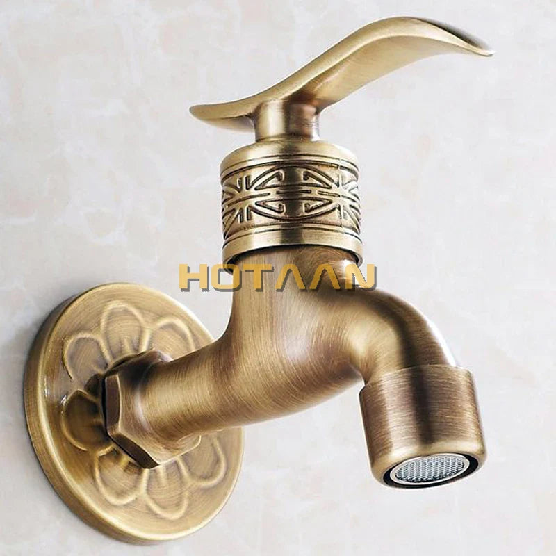 Afralia™ Antique Brass Wall Mount Bathroom Faucet