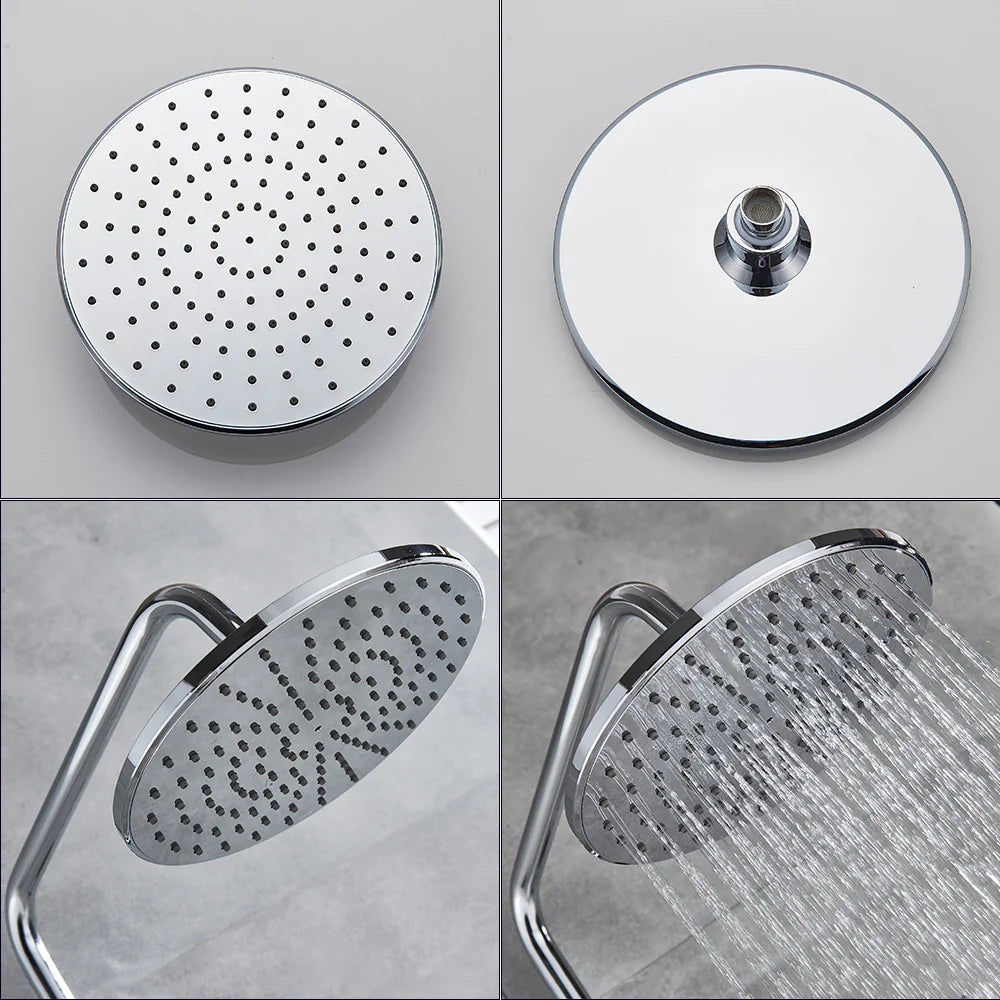 Afralia™ Chrome Thermostatic Rainfall Shower Set Wall Mount Rotate Watering Can Shower Faucet