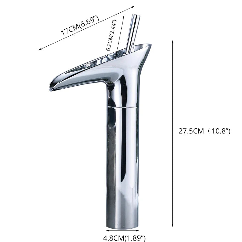 Afralia™ Modern Chrome Finish Waterfall Bathroom Sink Faucet with Single Handle