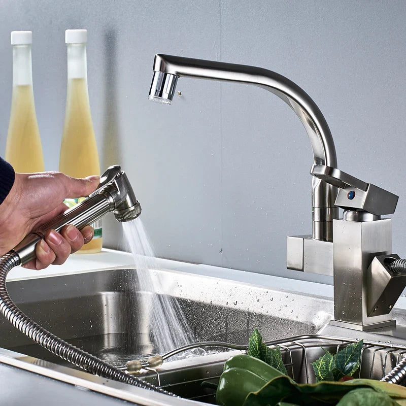 Afralia™ LED Kitchen Faucet Pull Out Sprayer Deck Mounted Hot Cold Water Tap