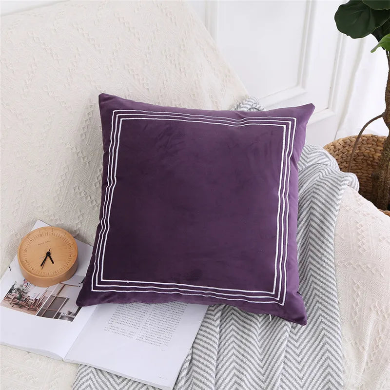 Afralia™ Embroidered Velvet Cushion Cover for Home Sofa Bed 45x45cm