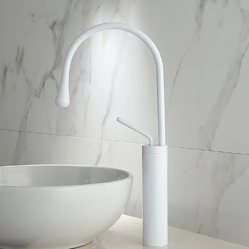 Afralia™ Brushed Gold/Black/White Basin Faucet with Single Handle Swivel Sink Water Crane