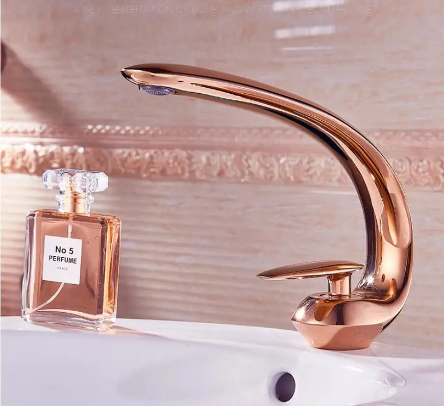 Afralia™ Rose Gold Basin Faucet: Modern Brass Sink Mixer Tap, Single Handle, Single Hole