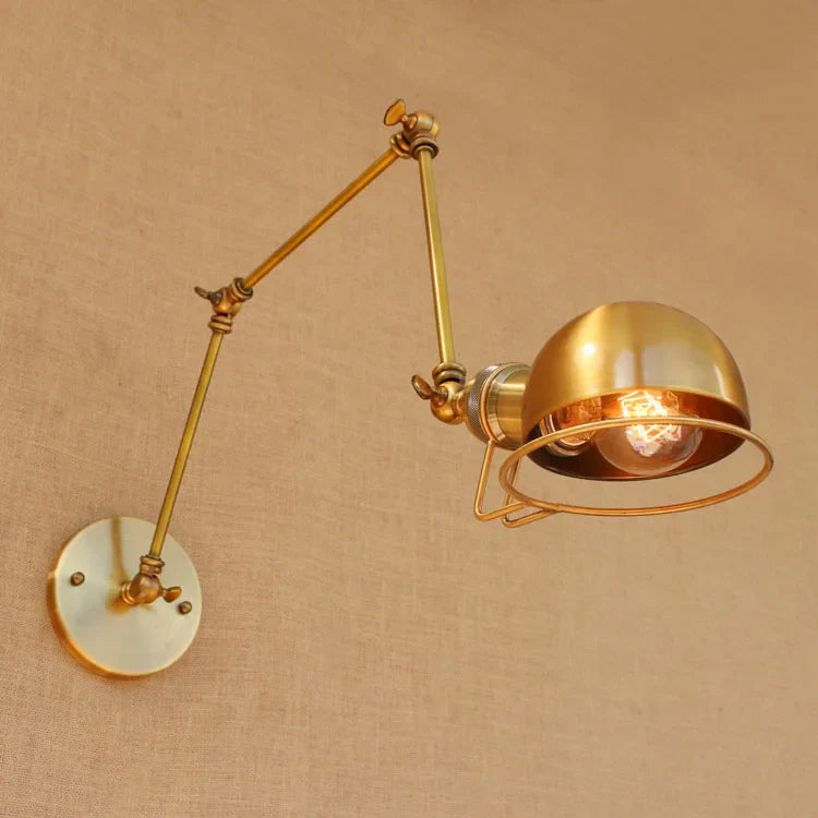 Afralia™ Golden Loft Swing Arm LED Wall Sconce Retro Style Lamp - Adjustable Long Arm Light Fixtures