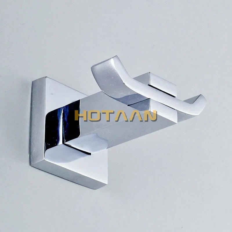 Afralia™ Stainless Steel Chrome Square Robe/Clothes Hook Bathroom Accessories