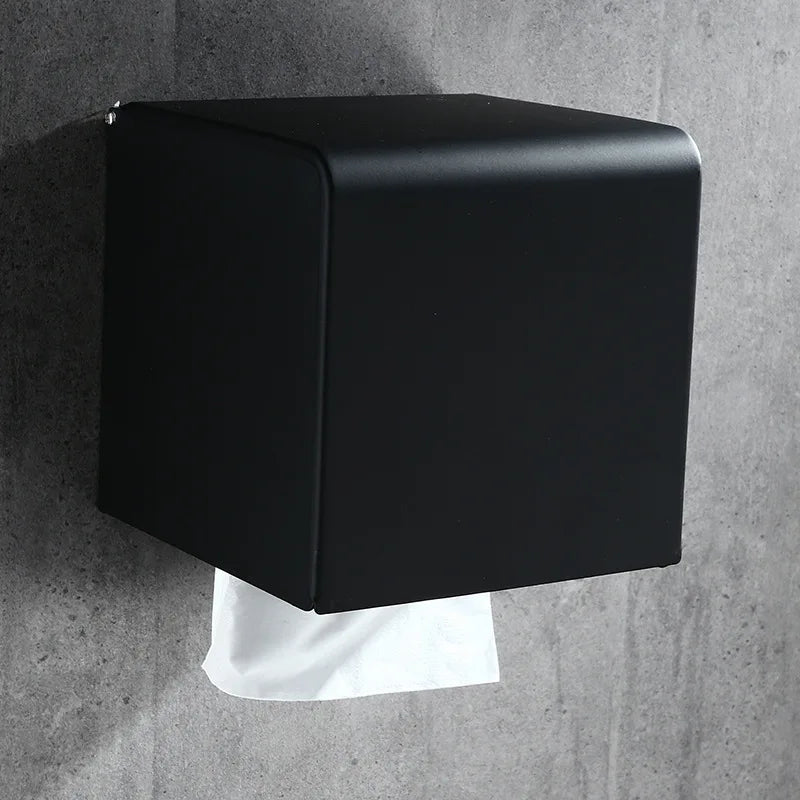 Afralia™ Aluminum Black Bathroom Tissue Holder Wall-Mounted Toilet Paper Rack Stand