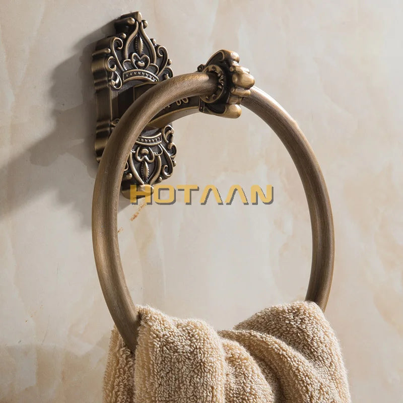 Afralia™ Antique Brass Towel Ring – Wall-Mounted Round Bathroom Towel Holder