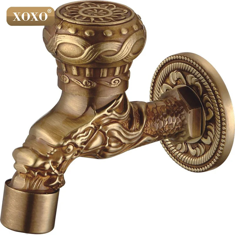 Afralia™ Dragon style Bathroom Wall Mount Washing Machine Water Faucet Tap