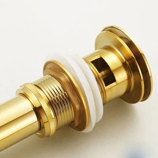 Afralia™ Gold Finish Solid Brass Bathroom Sink Pop Up Drain