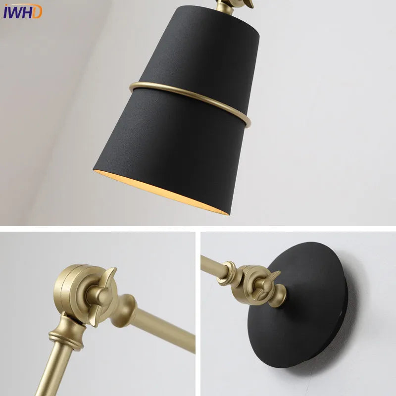 Afralia™ Nordic Iron Swing Wall Light LED Sconce for Living Room and Bedroom