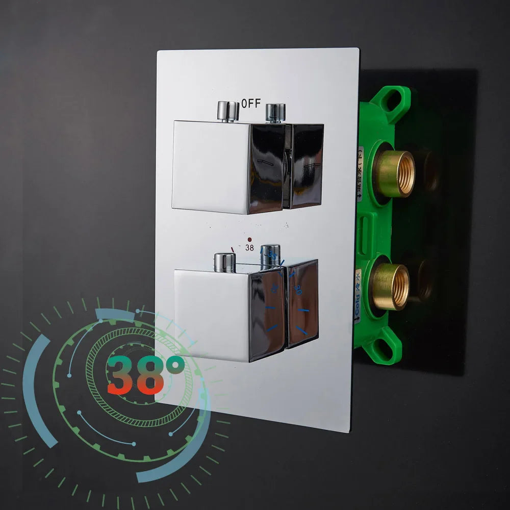 Afralia™ Dual Handle Thermostatic Shower Mixer Valve - Chrome Finish