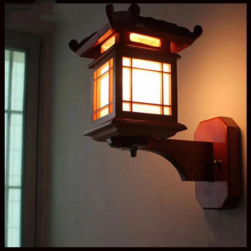 Afralia™ Retro Wood Wall Sconce Light e27 Vintage Hotel Bedroom Art Deco Fixture