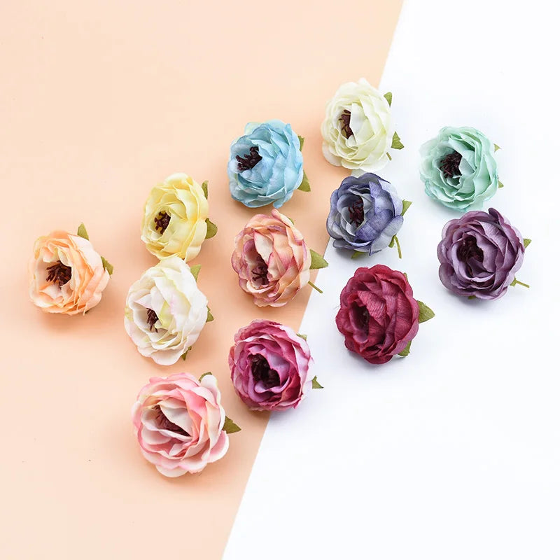 Afralia™ Fake Stamen Pompom Decorative Flowers Wreaths Silk Roses Heads Home Decor