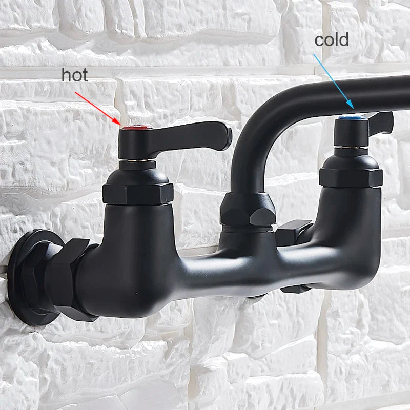 Afralia™ Brass Dual Handle Kitchen Faucet 360 Swivel Hot Cold Water Tap