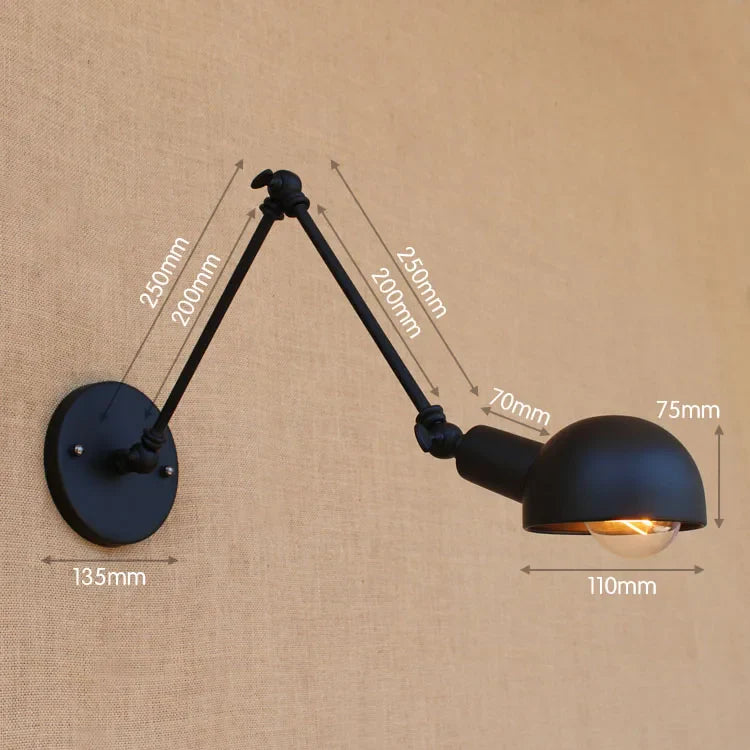 Afralia™ Golden Vintage LED Swing Arm Wall Sconce Industrial Style