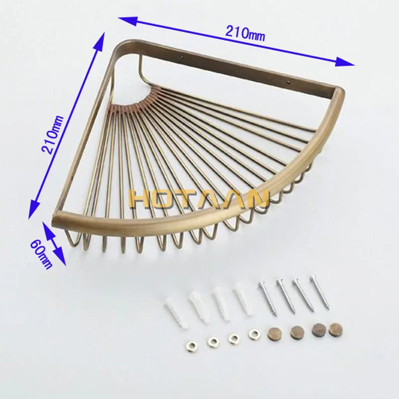 Afralia™ Antique Brass Double Layer Bathroom Shower Shelf