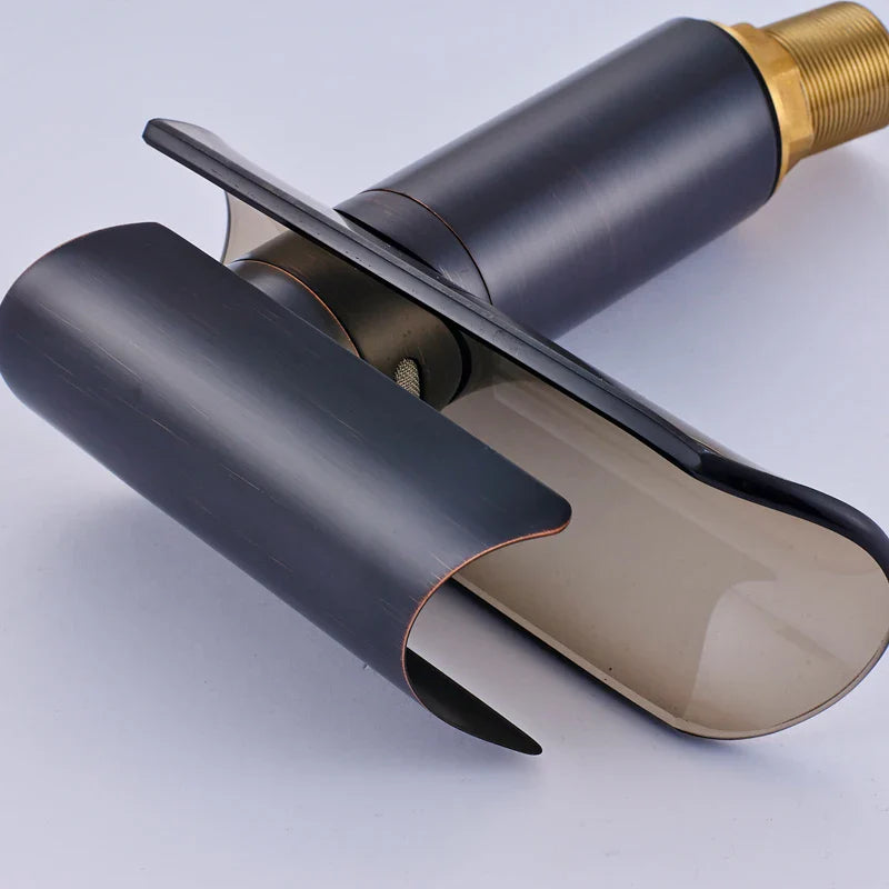 Afralia™ Glass Waterfall Basin Faucet, Deck-Mounted Single Handle Bathroom Mixer Tap