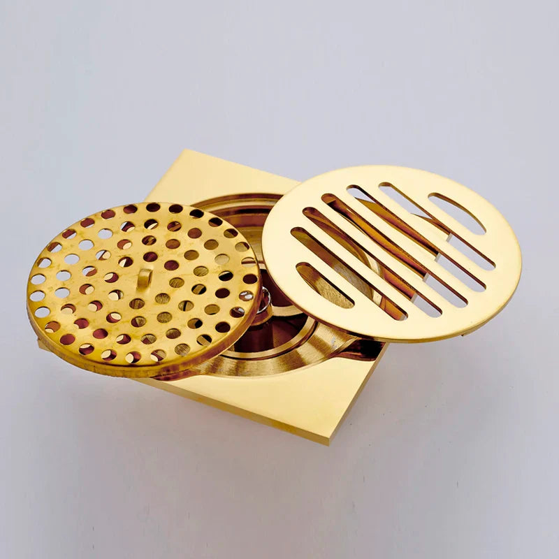 Afralia™ Gold Square Bathroom Shower Drain Strainer 10*10cm