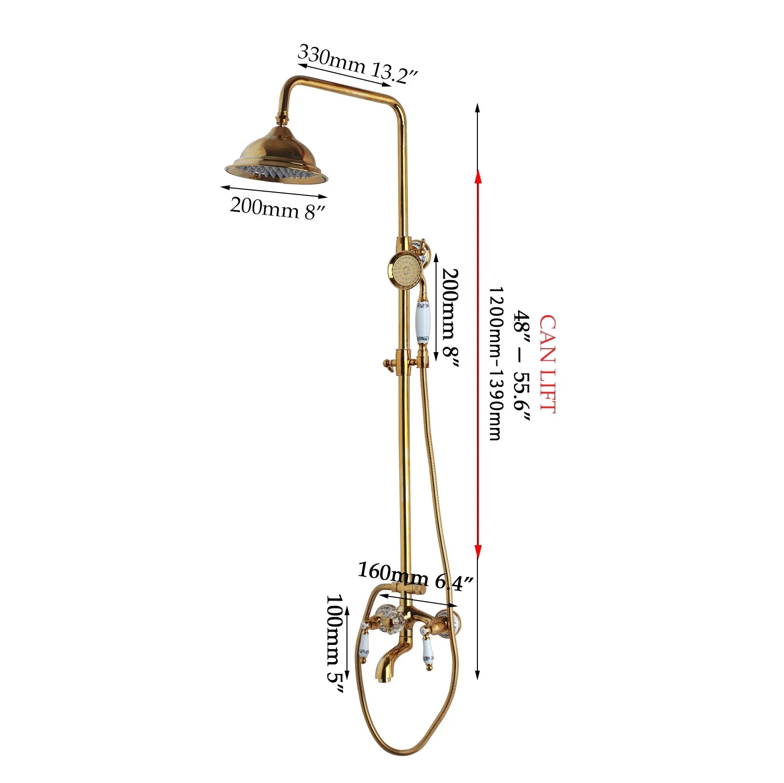 Afralia™ Golden Polished Shower Head with High Pressure Aerator Nozzle