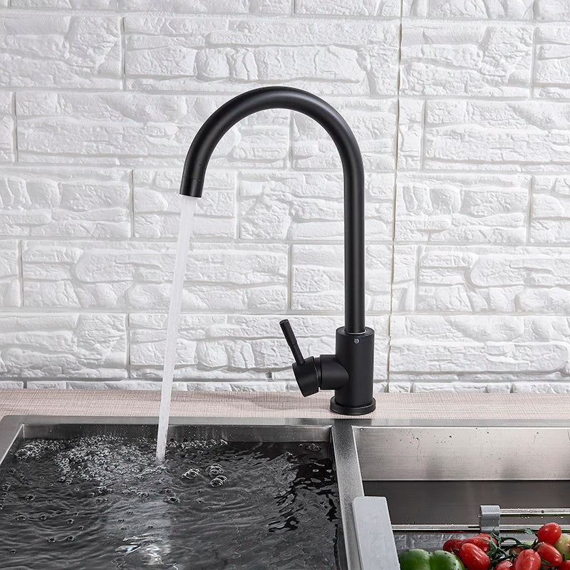 Afralia™ Matte Black Kitchen Sink Faucet 360 Rotate Single Handle Mixer Taps