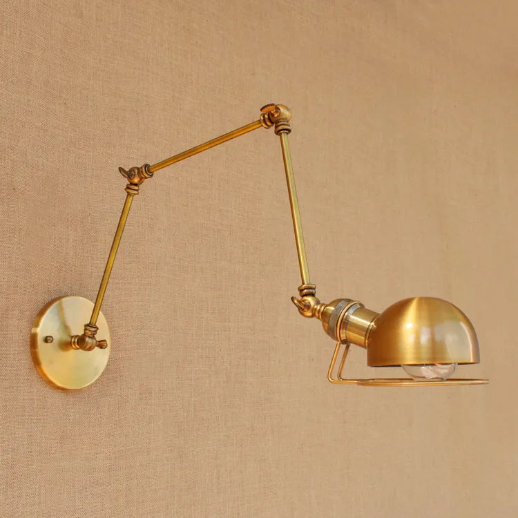 Afralia™ Golden Loft Swing Arm LED Wall Sconce Retro Style Lamp - Adjustable Long Arm Light Fixtures