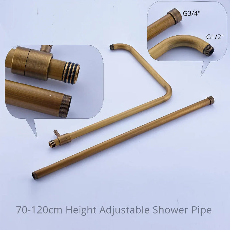 Afralia™ Brass Antique Shower Set with Handshower, Wall Mounted Single Handle Faucet