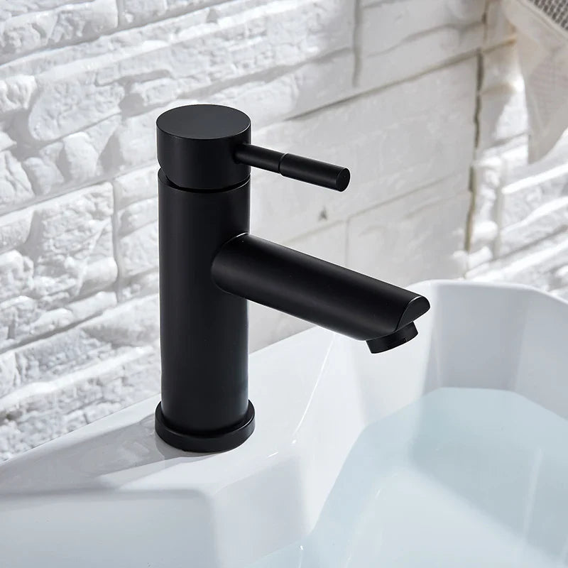 Afralia™ Matte Black Stainless Steel Bathroom Sink Faucet One Hole Basin Mixer Tap