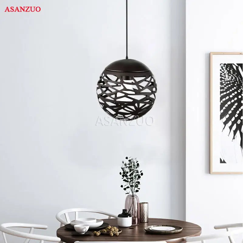 Afralia™ Round Metal LED Pendant Lamp for Stair Dinning Living Room