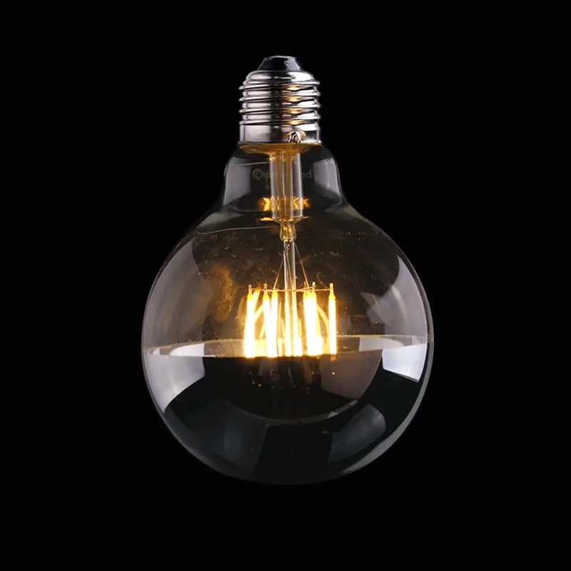 Afralia™ Silver Bowl Led Vertical Filament Light Bulb 6W Warm White Dimmable