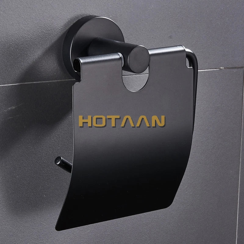 Afralia™ Stainless Steel Towel Dispenser Toilet Paper Holder Black Bathroom Accessories