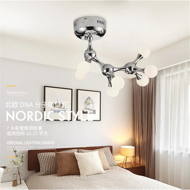 Afralia™ Modern DNA Molecule Dome Ceiling Light for Living Room, Dining Room & Bedroom