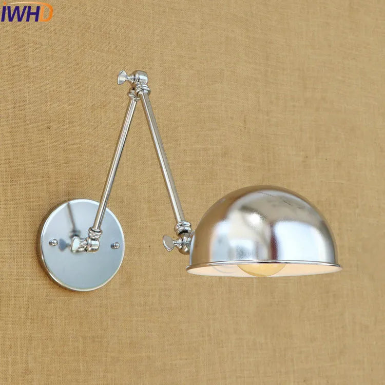 Afralia™ Silver Retro Vintage Swing Long Arm Wall Light LED Sconce Industrial Lighting