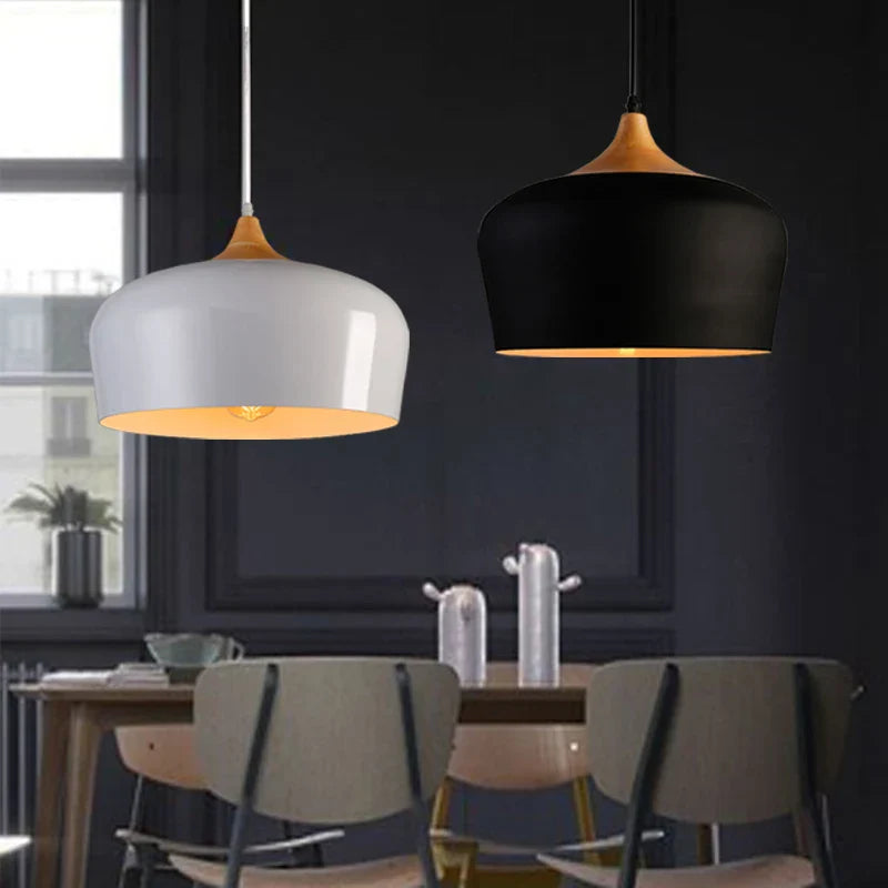 Afralia™ Modern Wood Aluminum Pendant Light for Restaurant Bar Coffee Dining Room